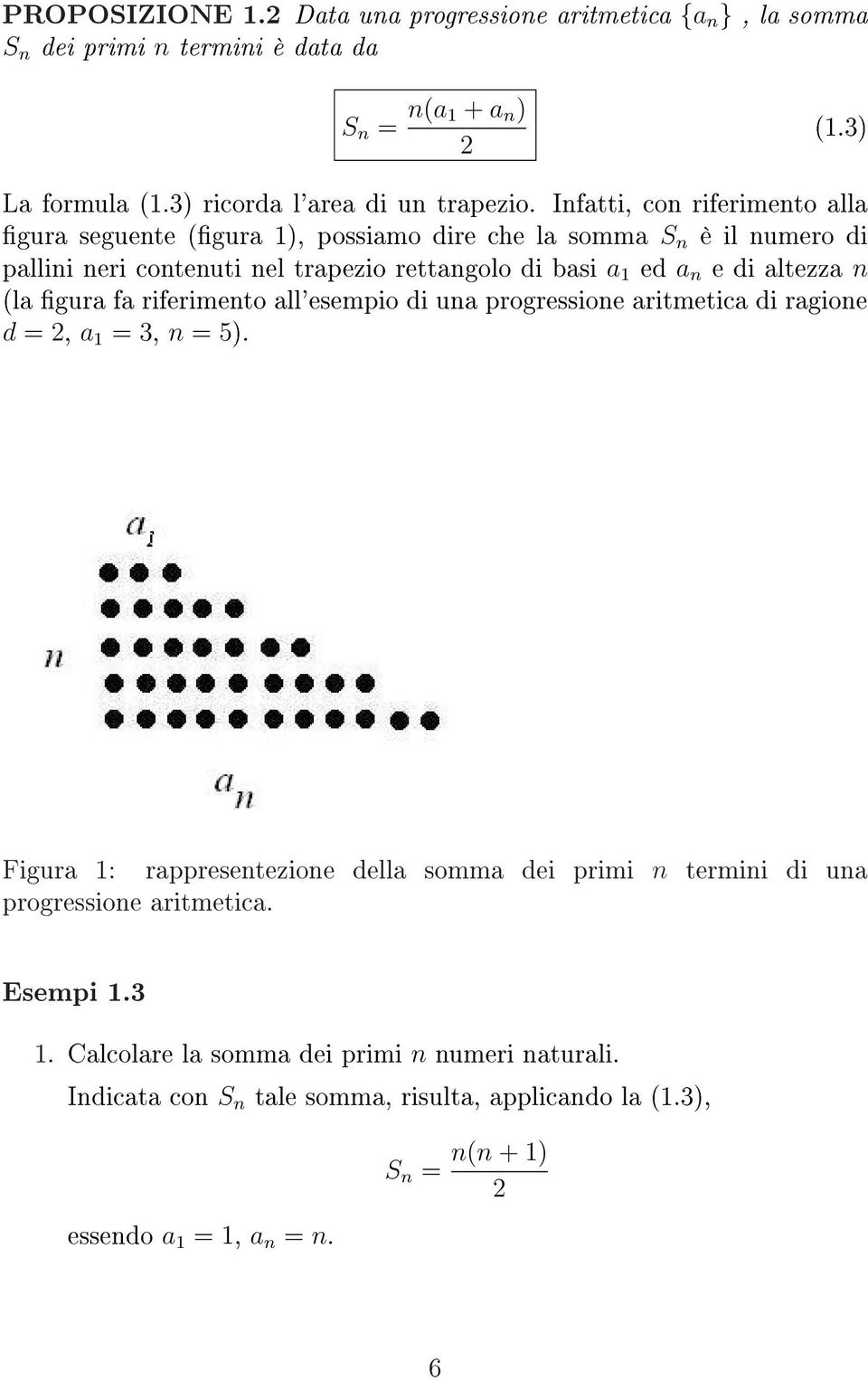 altezza n (la gura fa riferimento all'esempio di una progressione aritmetica di ragione d =, a 1 = 3, n = 5).