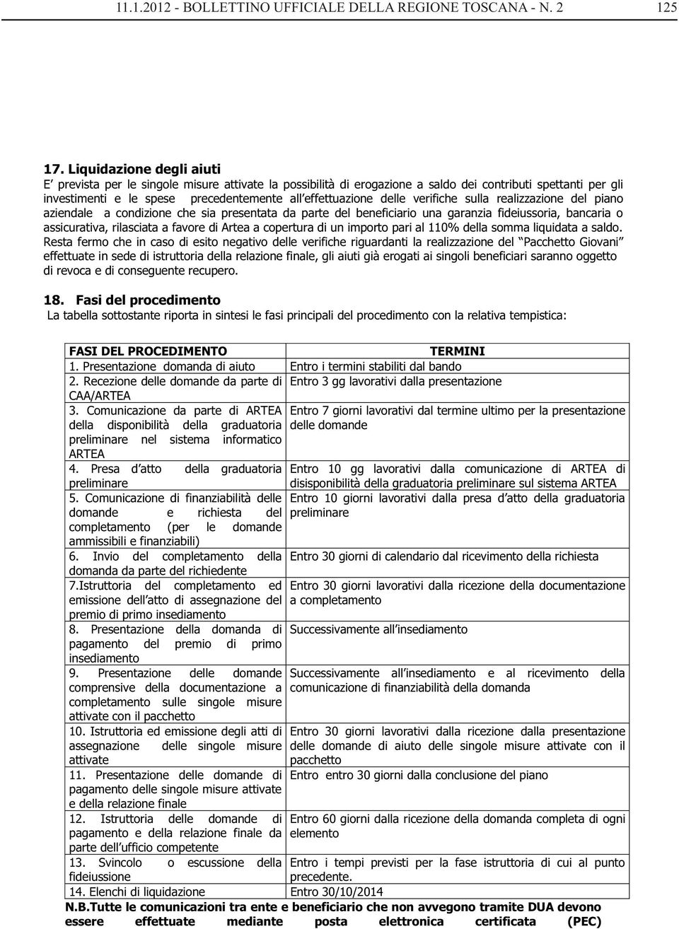 delle verifiche sulla realizzazione del piano aziendale a condizione che sia presentata da parte del beneficiario una garanzia fideiussoria, bancaria o assicurativa, rilasciata a favore di Artea a