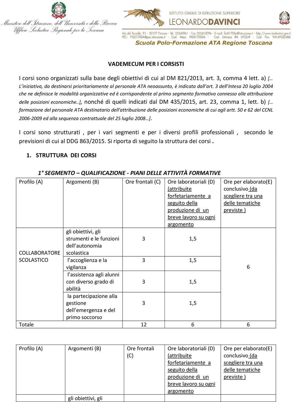 3 dell Intesa 20 luglio 2004 che ne definisce le modalità organizzative ed è corrispondente al primo segmento formativo connesso alle attribuzione delle posizioni economiche.