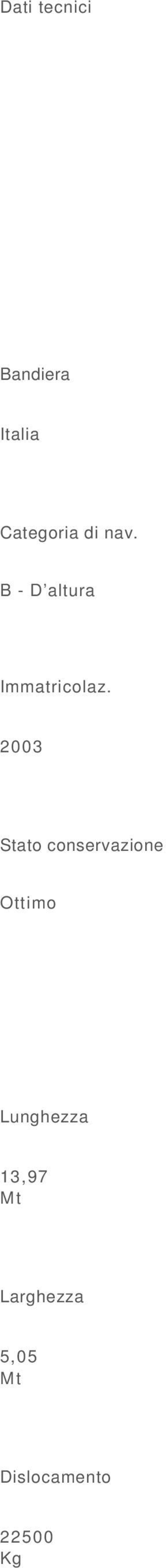 2003 Stato conservazione Ottimo