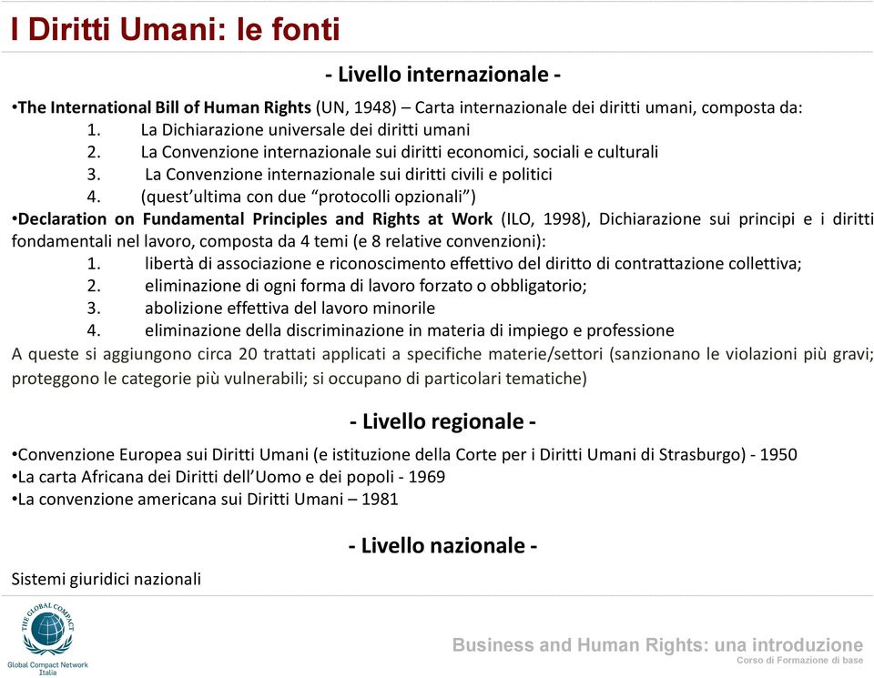 (quest ultima con due protocolli opzionali ) Declaration on Fundamental Principles and Rights at Work (ILO, 1998), Dichiarazione sui principi e i diritti fondamentali nel lavoro, composta da 4 temi