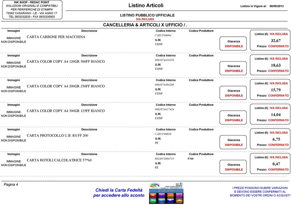 NON CARTA COLOR COPY A4 300GR 125FF BI