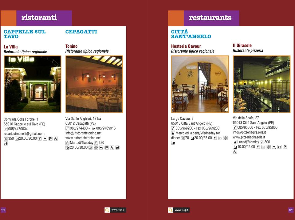 ristorantetonino.net,martedì/tuesday /320 120.00/30.00.-]Y5[ Largo Cavour, 9 65013 Città Sant Angelo (PE) )085/969280 - Fax 085/969280,Mercoledì a cena/wednsday for dinner /70 120.