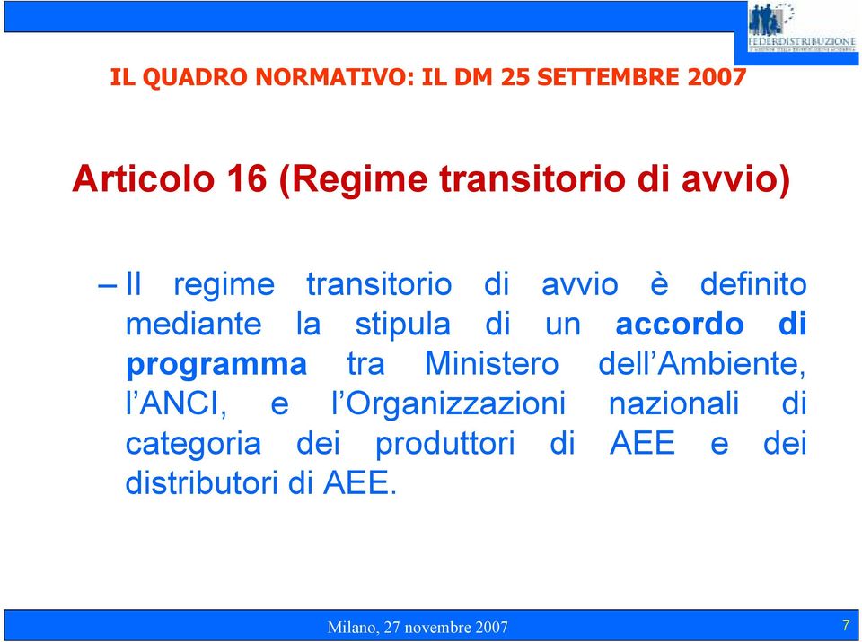 di programma tra Ministero dell Ambiente, l ANCI, e l Organizzazioni nazionali di