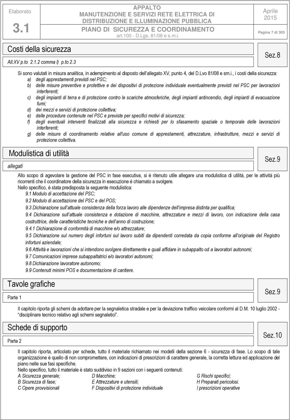 urezza All.XV p.to 2.1.2 comma l) p.to 2.3 Pagin