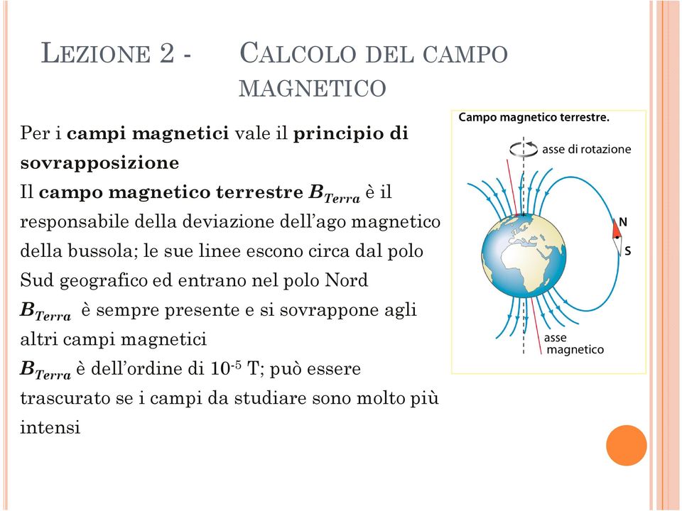 escono circa dal polo Sud geografico ed entrano nel polo Nord B Terra è sempre presente e si sovrappone agli