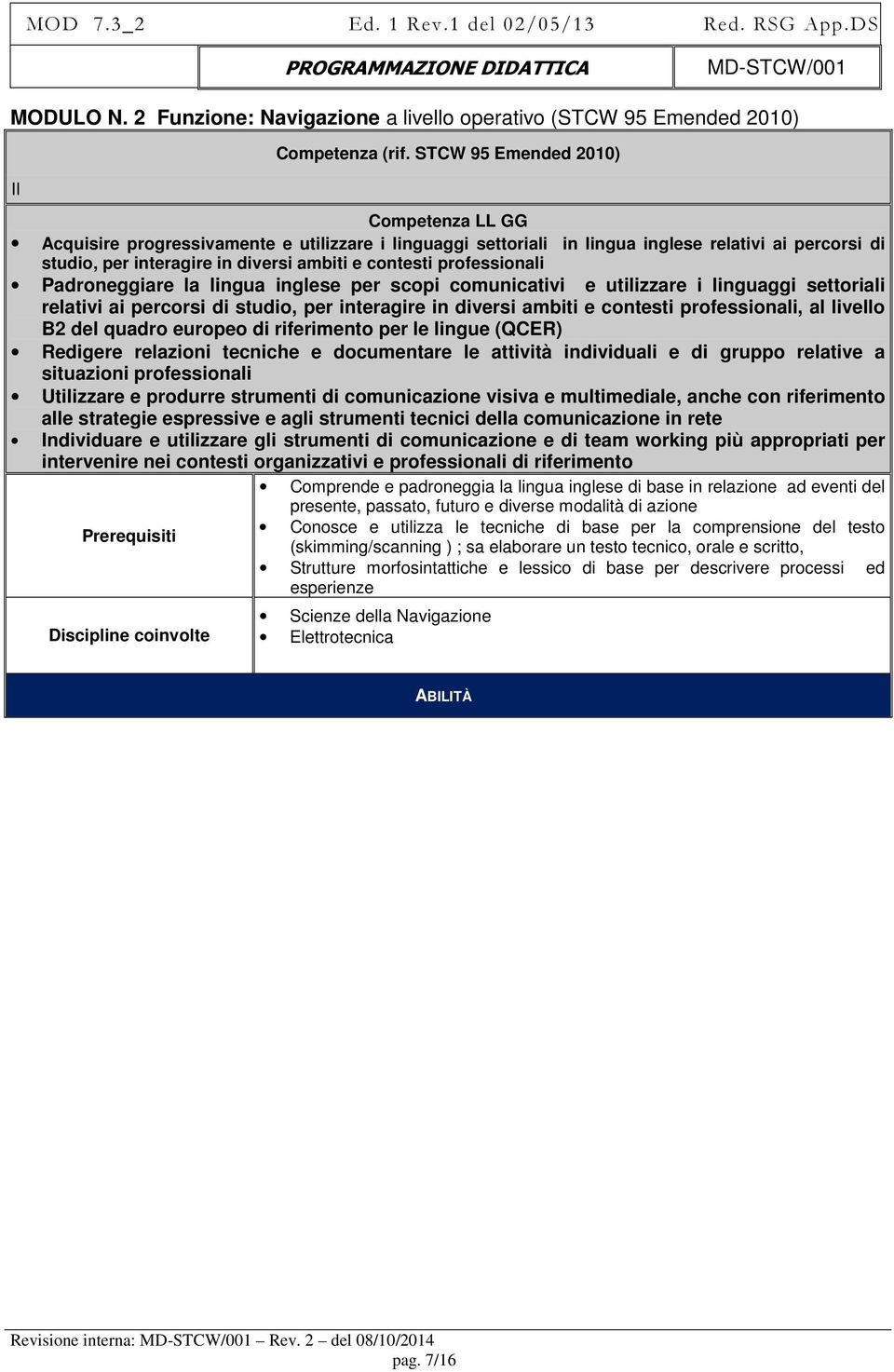 professionali Padroneggiare la lingua inglese per scopi comunicativi e utilizzare i linguaggi settoriali relativi ai percorsi di studio, per interagire in diversi ambiti e contesti professionali, al