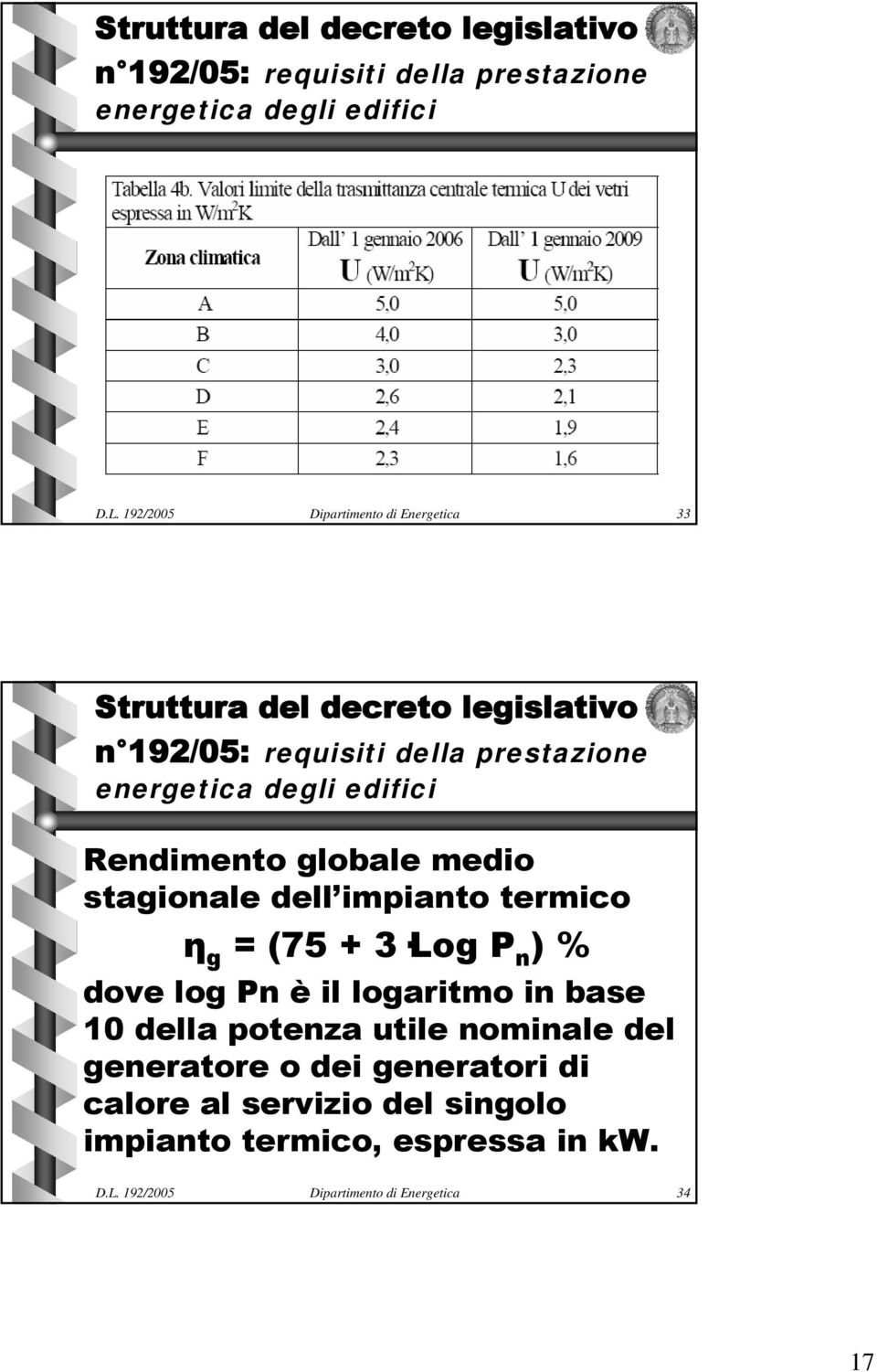 (75 + 3 Log 3 P n ) % dove log Pn è il logaritmo in base 10 della potenza utile nominale del generatore o dei