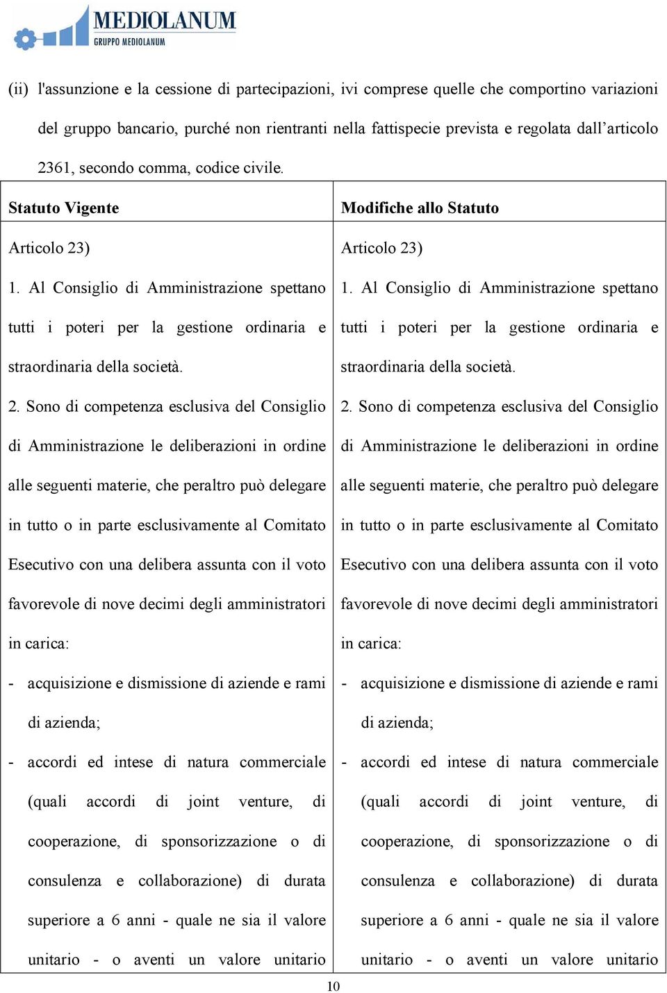 ) 1. Al Consiglio di Amministrazione spettano tutti i poteri per la gestione ordinaria e straordinaria della società. 2.