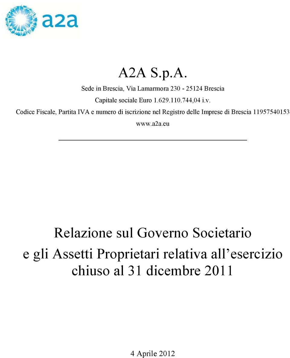 Codice Fiscale, Partita IVA e numero di iscrizione nel Registro delle Imprese di