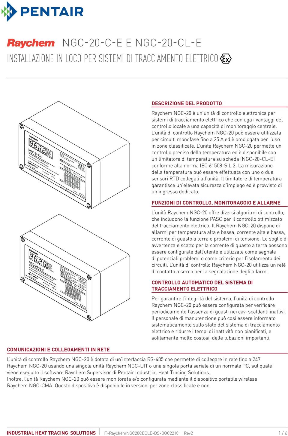 L unità di controllo aychem NGC-20 può essere utilizzata per circuiti monofase fino a 25 A ed è omologata per l uso in zone classificate.