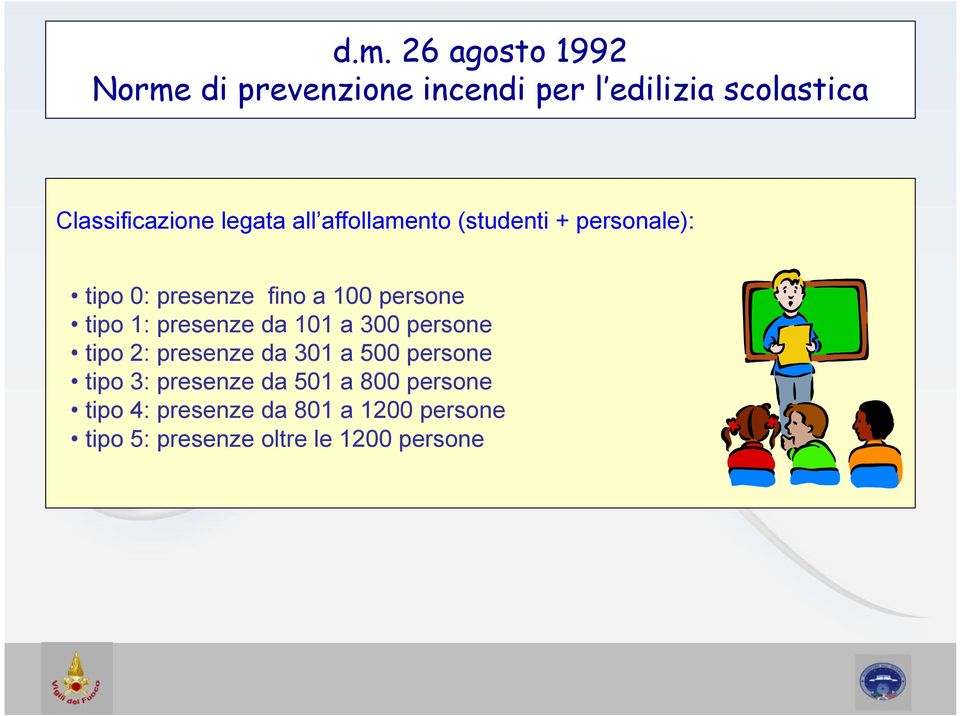 presenze da 101 a 300 persone tipo 2: presenze da 301 a 500 persone tipo 3: presenze da 501