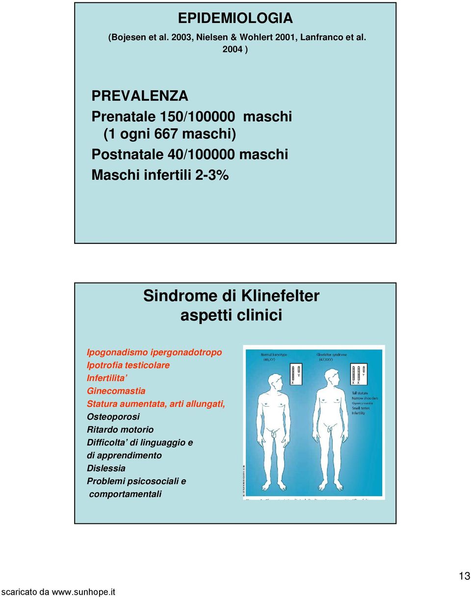 Sindrome di Klinefelter aspetti clinici Ipogonadismo ipergonadotropo Ipotrofia testicolare ti Infertilita