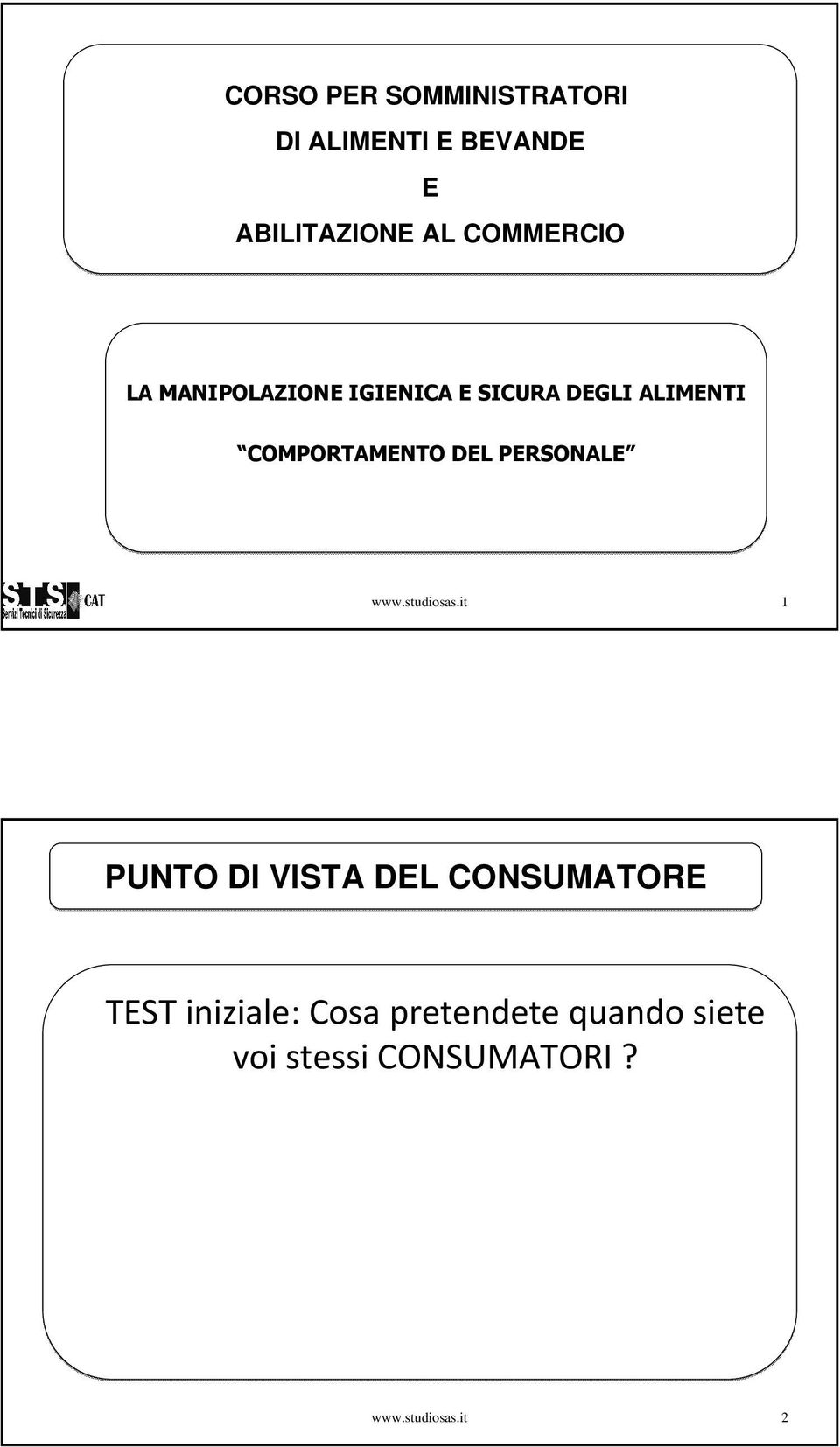 COMPORTAMENTO DEL PERSONALE www.studiosas.