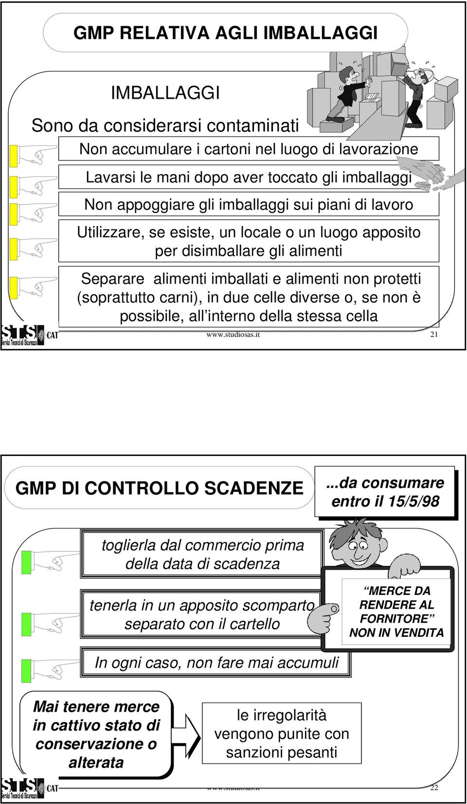 diverse o, se non è possibile, all interno della stessa cella www.studiosas.it 21 GMP DI CONTROLLO SCADENZE.