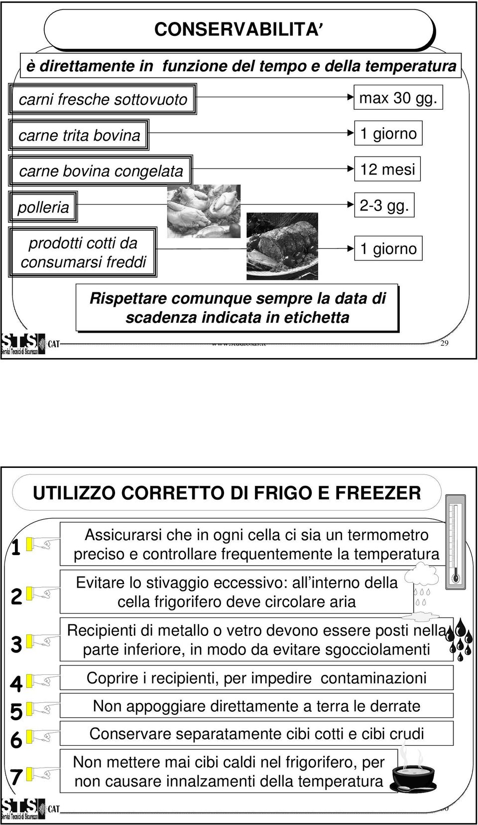 it 29 UTILIZZO CORRETTO DI FRIGO E FREEZER 1 2 3 4 5 6 7 Assicurarsi che in ogni cella ci sia un termometro preciso e controllare frequentemente la temperatura Evitare lo stivaggio eccessivo: all