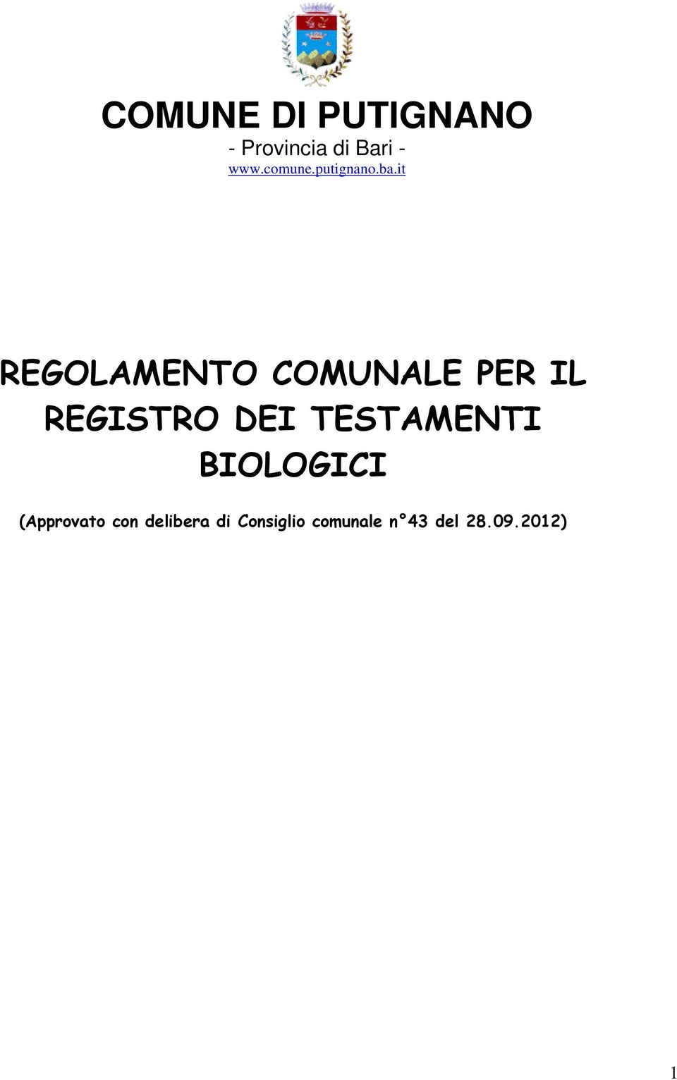 it REGOLAMENTO COMUNALE PER IL REGISTRO DEI