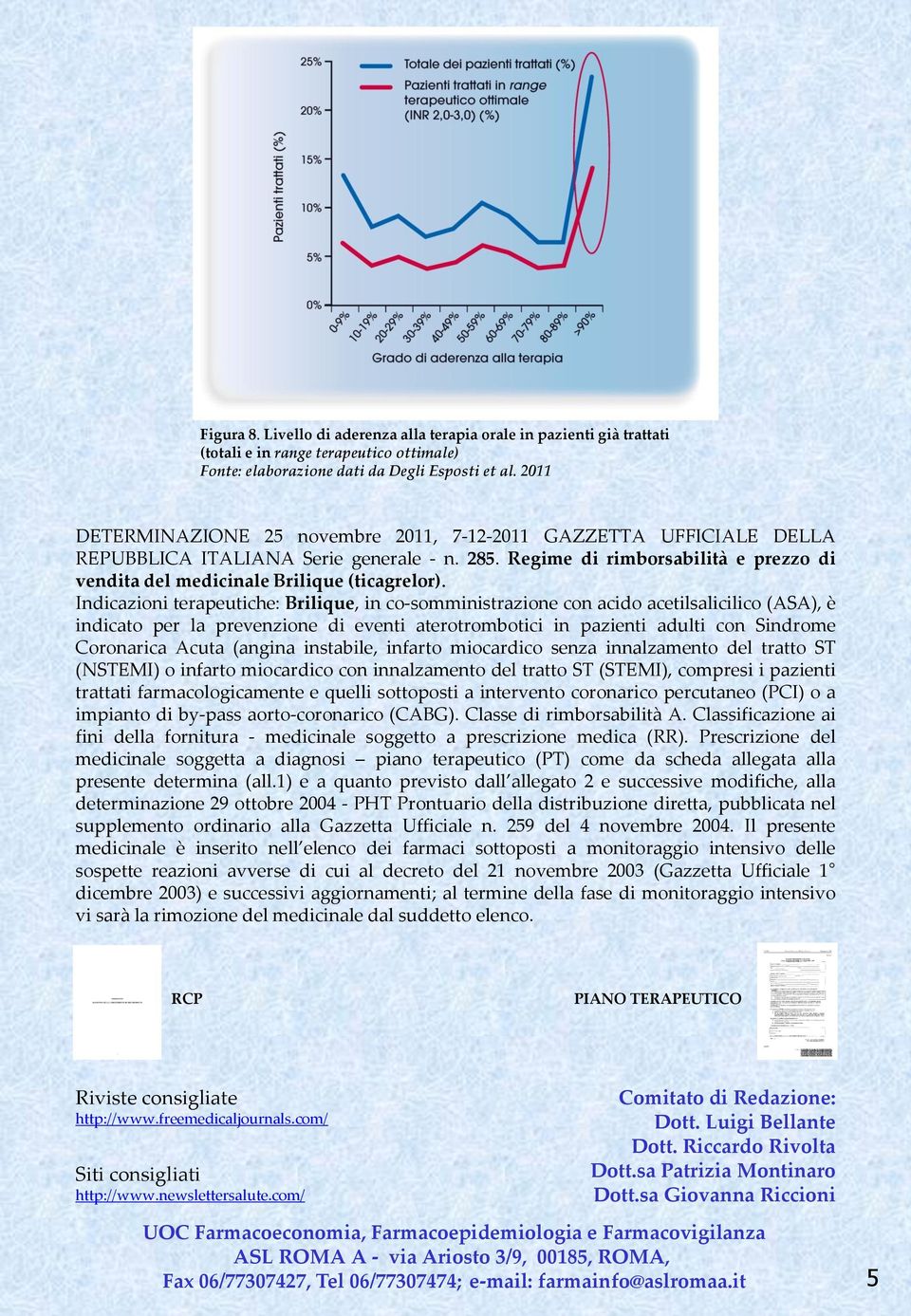 Indicazioni terapeutiche: Brilique, in co-somministrazione con acido acetilsalicilico (ASA), è indicato per la prevenzione di eventi aterotrombotici in pazienti adulti con Sindrome Coronarica Acuta