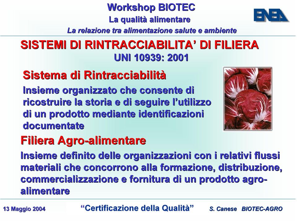 documentate Filiera Agro-alimentare Insieme definito delle organizzazioni con i relativi flussi materiali