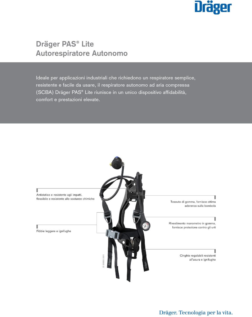 da usare, il respiratore autonomo ad aria compressa (SCBA) Dräger PAS