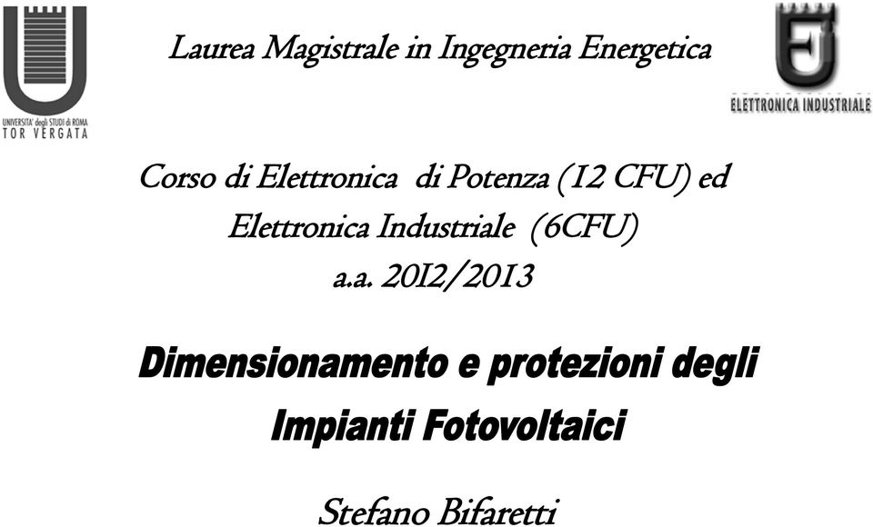 Potenza (12 CFU) ed Elettronica