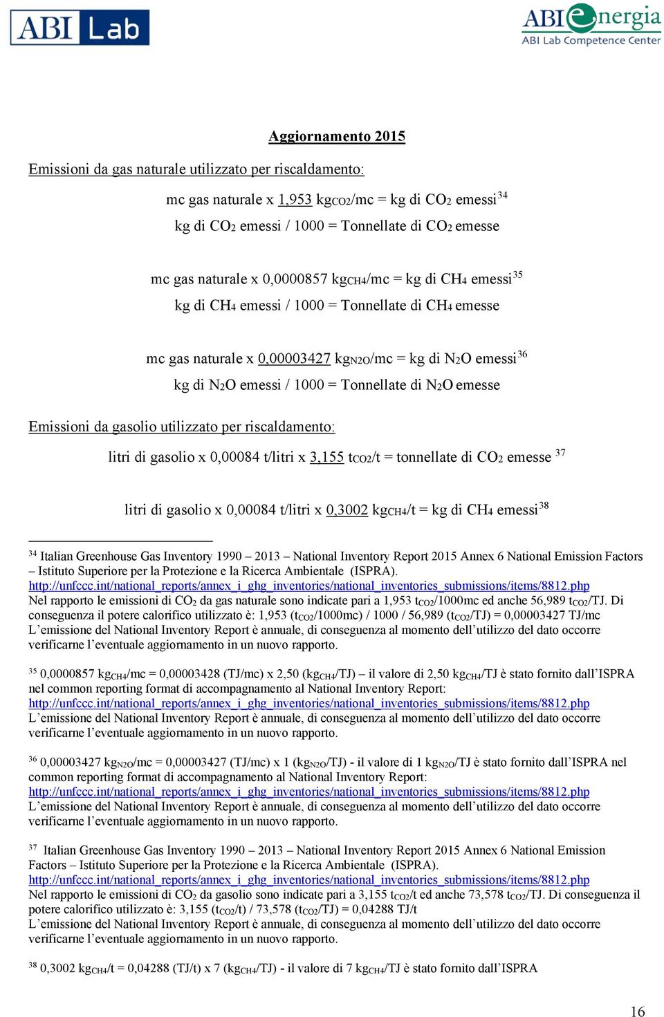 emesse Emissioni da gasolio utilizzato per riscaldamento: litri di gasolio x 0,00084 t/litri x 3,155 tco2/t = tonnellate di CO2 emesse 37 litri di gasolio x 0,00084 t/litri x 0,3002 kgch4/t = kg di