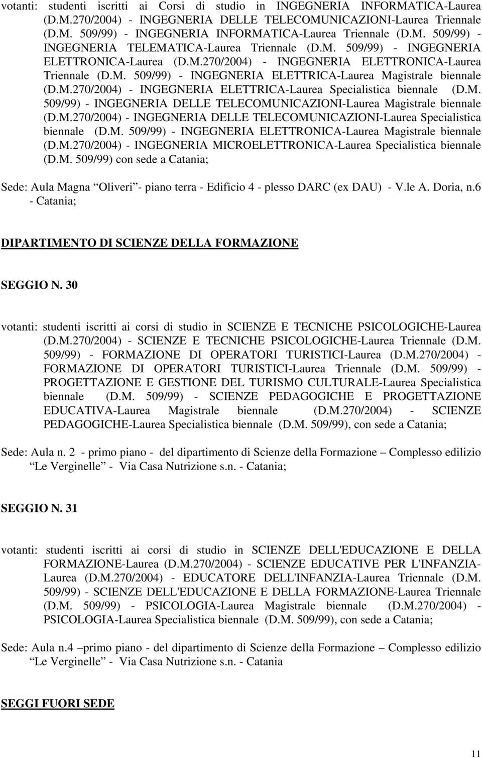 M.270/2004) - INGEGNERIA ELETTRICA-Laurea Specialistica biennale (D.M. 509/99) - INGEGNERIA DELLE TELECOMUNICAZIONI-Laurea Magistrale biennale (D.M.270/2004) - INGEGNERIA DELLE TELECOMUNICAZIONI-Laurea Specialistica biennale (D.