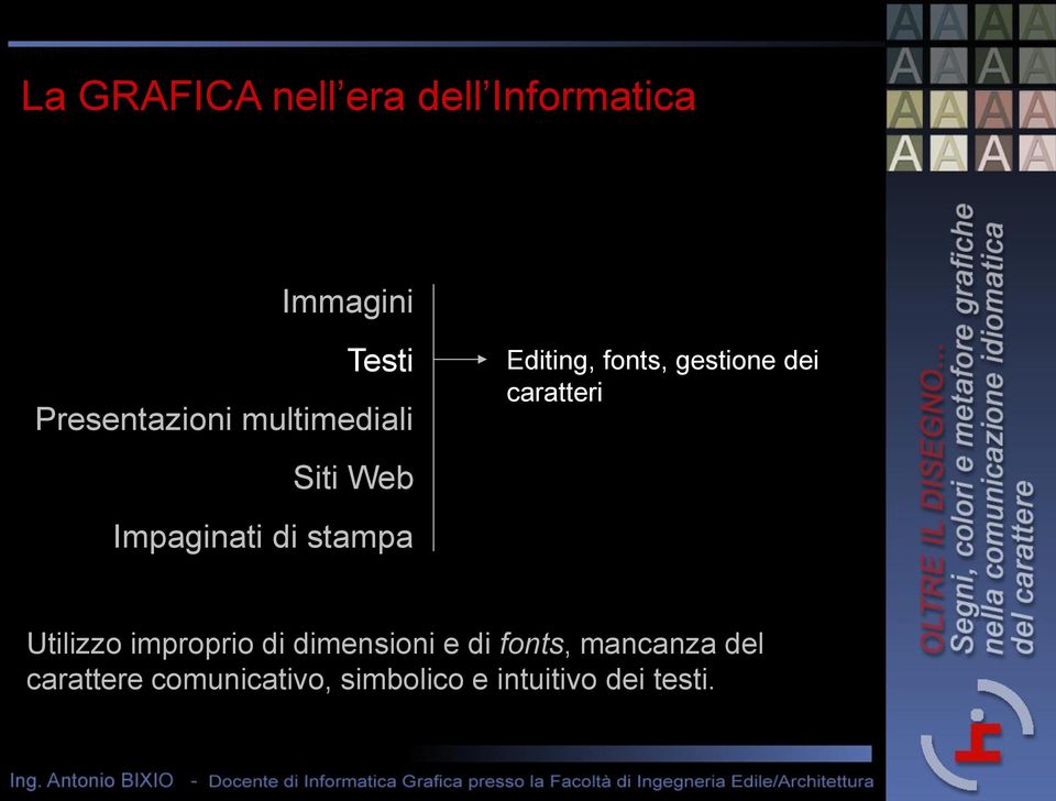 gestione dei caratteri Utilizzo improprio di dimensioni e di