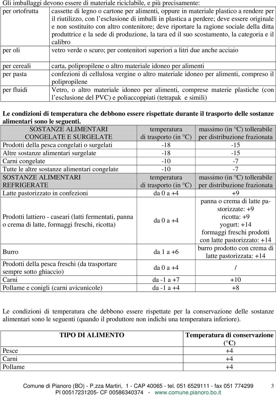 ed il suo scostamento, la categoria e il calibro per oli vetro verde o scuro; per contenitori superiori a litri due anche acciaio per cereali per pasta per fluidi carta, polipropilene o altro