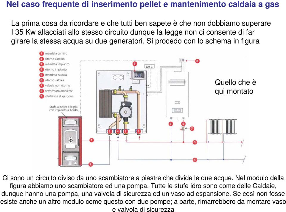 Si procedo con lo schema in figura Quello che è qui montato Ci sono un circuito diviso da uno scambiatore a piastre che divide le due acque.