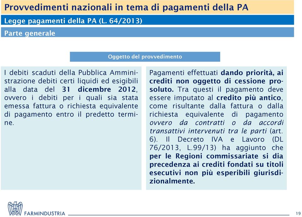 stata emessa fattura o richiesta equivalente di pagamento entro il predetto termine. Pagamenti effettuati dando priorità, ai crediti non oggetto di cessione prosoluto.