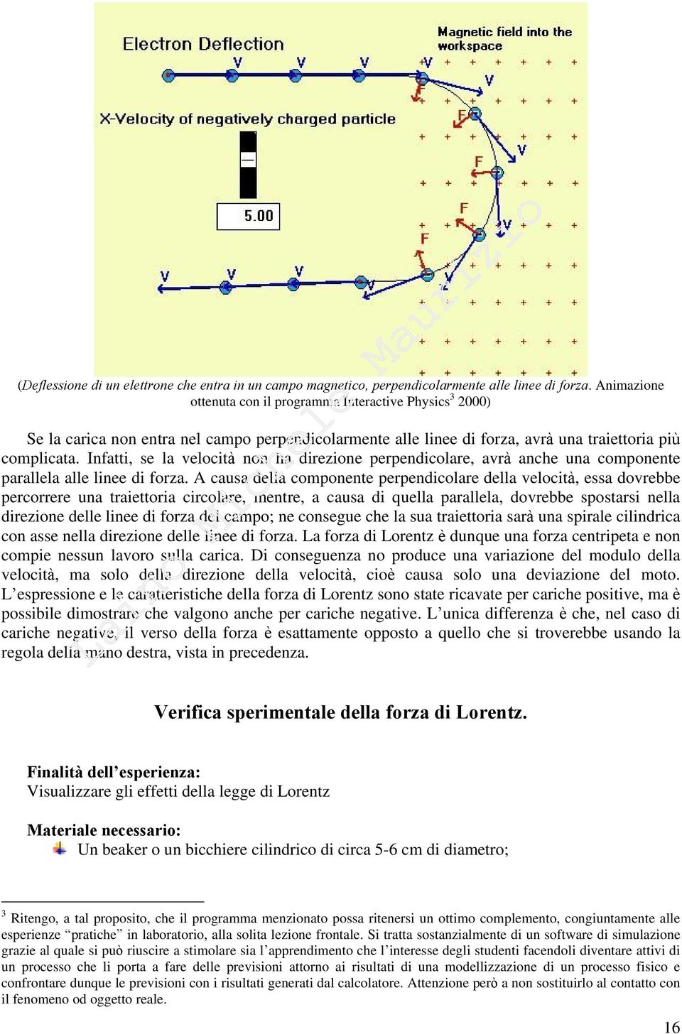 Infatti, se la velocità non ha direzione perpendicolare, avrà anche una componente parallela alle linee di forza.