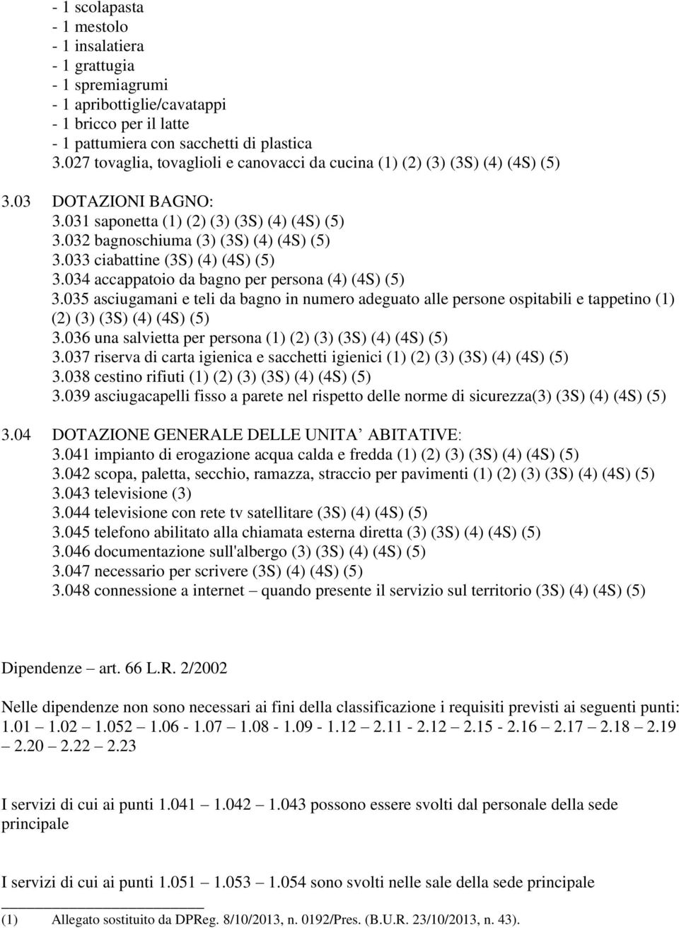 033 ciabattine (3S) (4) (4S) (5) 3.034 accappatoio da bagno per persona (4) (4S) (5) 3.