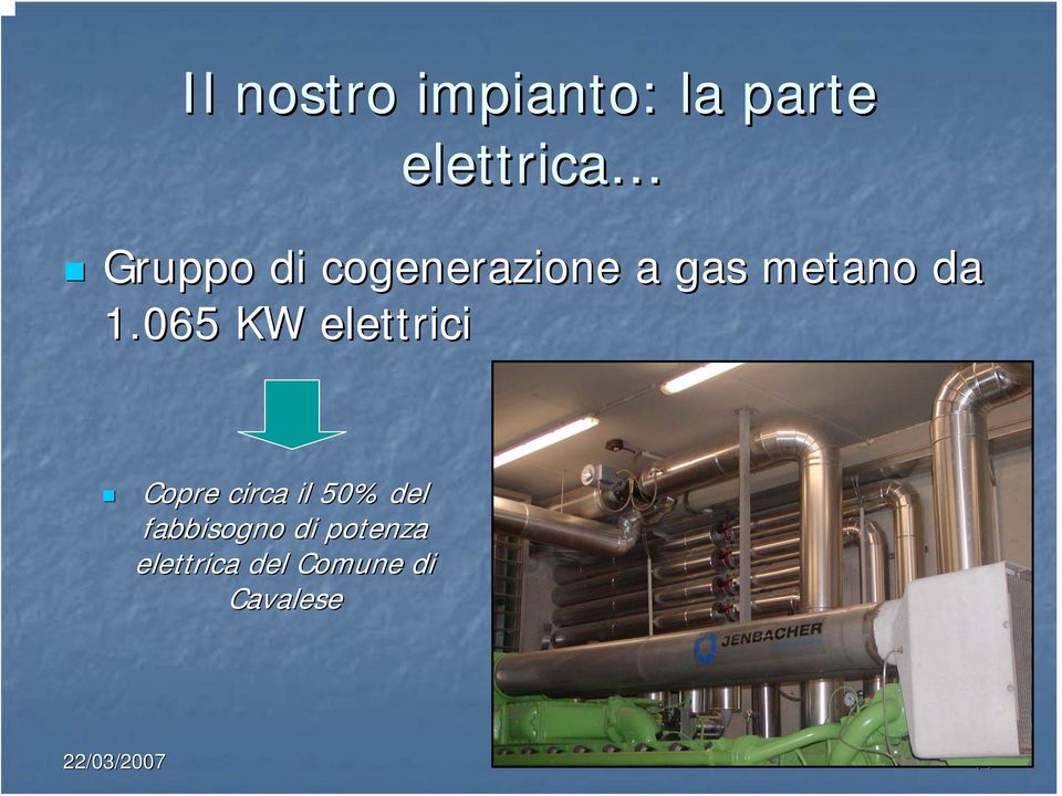 065 KW elettrici Copre circa il 50% del