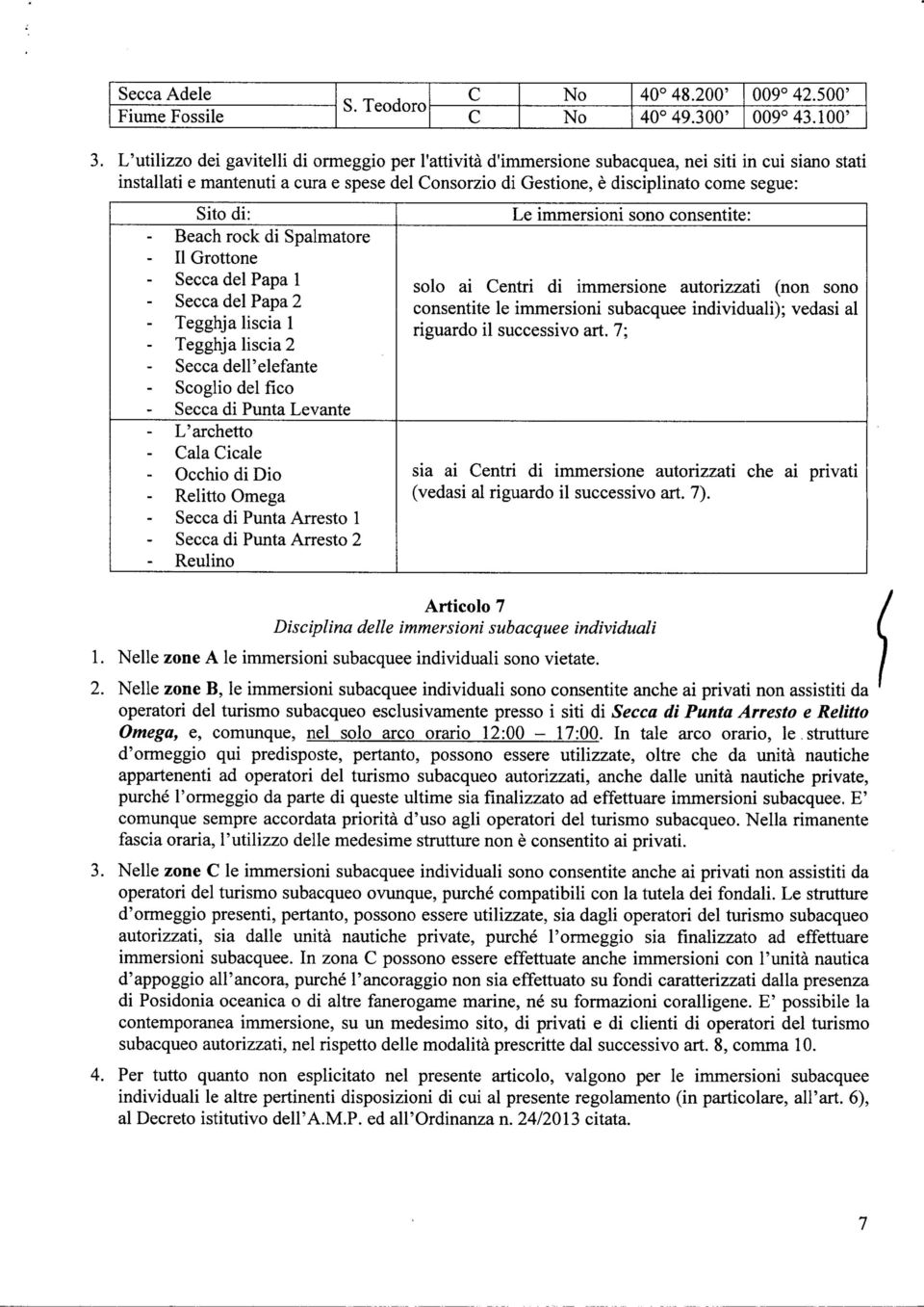 Sito di: Beach rock di Spalmatore Il Grottone - Secca del Papa 1 - Secca del Papa 2 - Tegghja liscia 1 - Tegghja Uscia 2 - Secca dell'elefante Scoglio del fico Secca di Punta Levante - L'archetto -