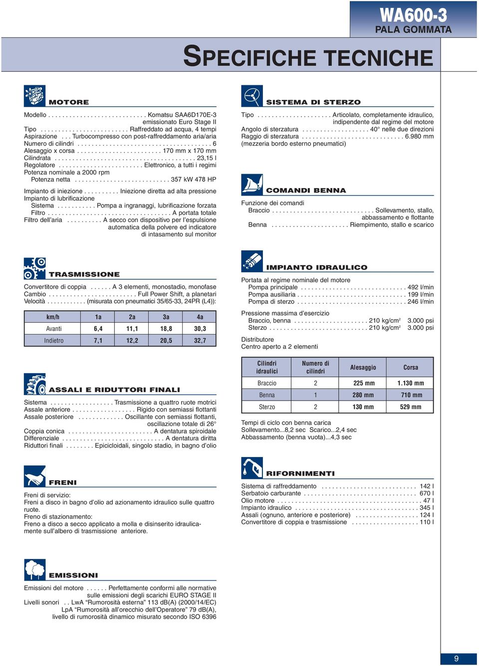 ....................... Elettronico, a tutti i regimi Potenza nominale a 2000 rpm Potenza netta........................... 357 kw 478 HP Impianto di iniezione.