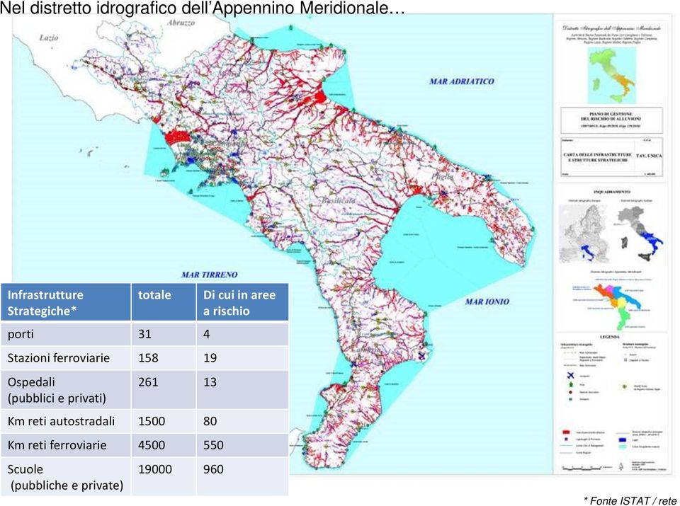 (pubblici e privati) 261 13 Km reti autostradali 1500 80 Km reti ferroviarie