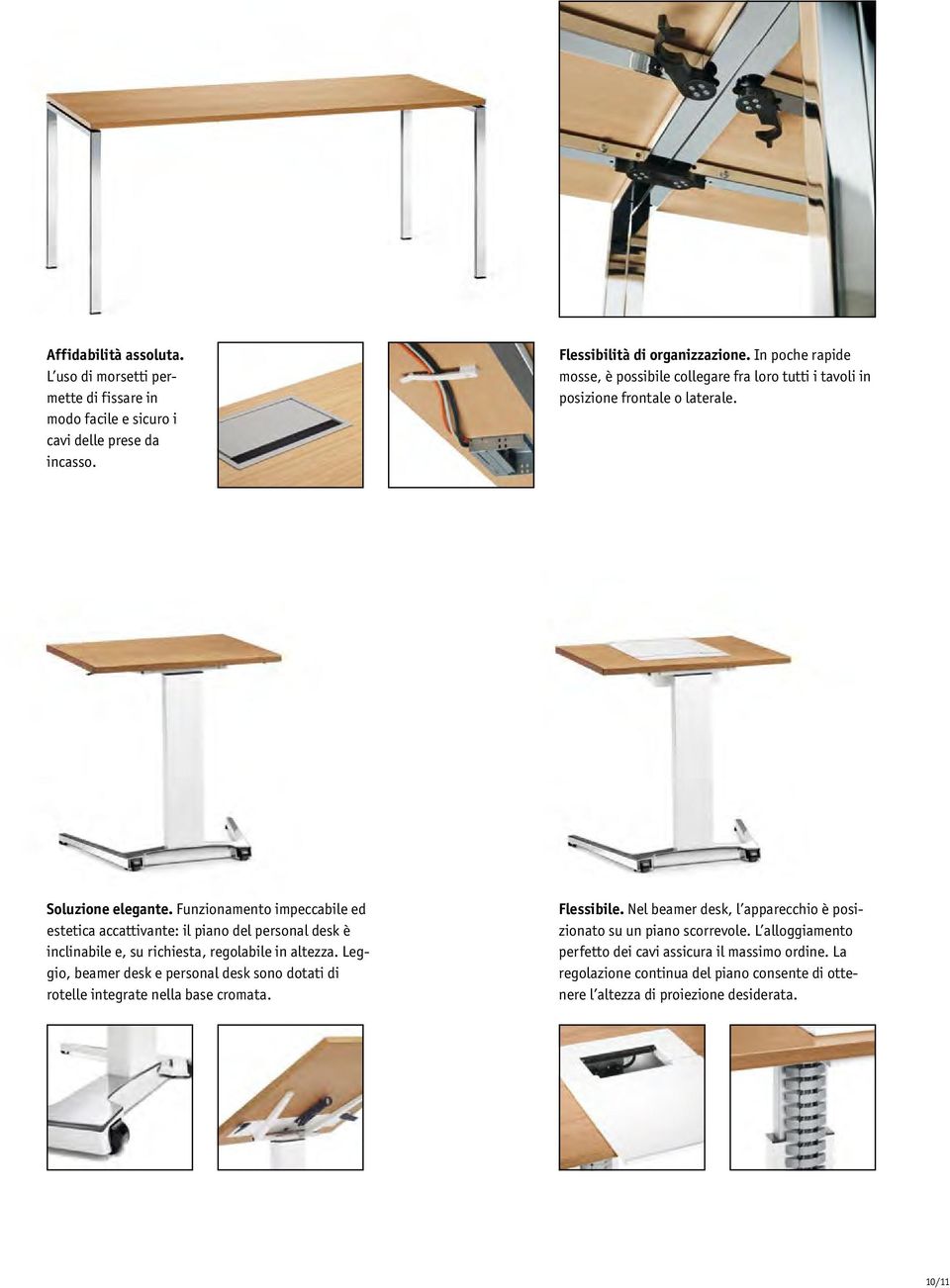 Funzionamento impeccabile ed estetica accattivante: il piano del personal desk è inclinabile e, su richiesta, regolabile in altezza.