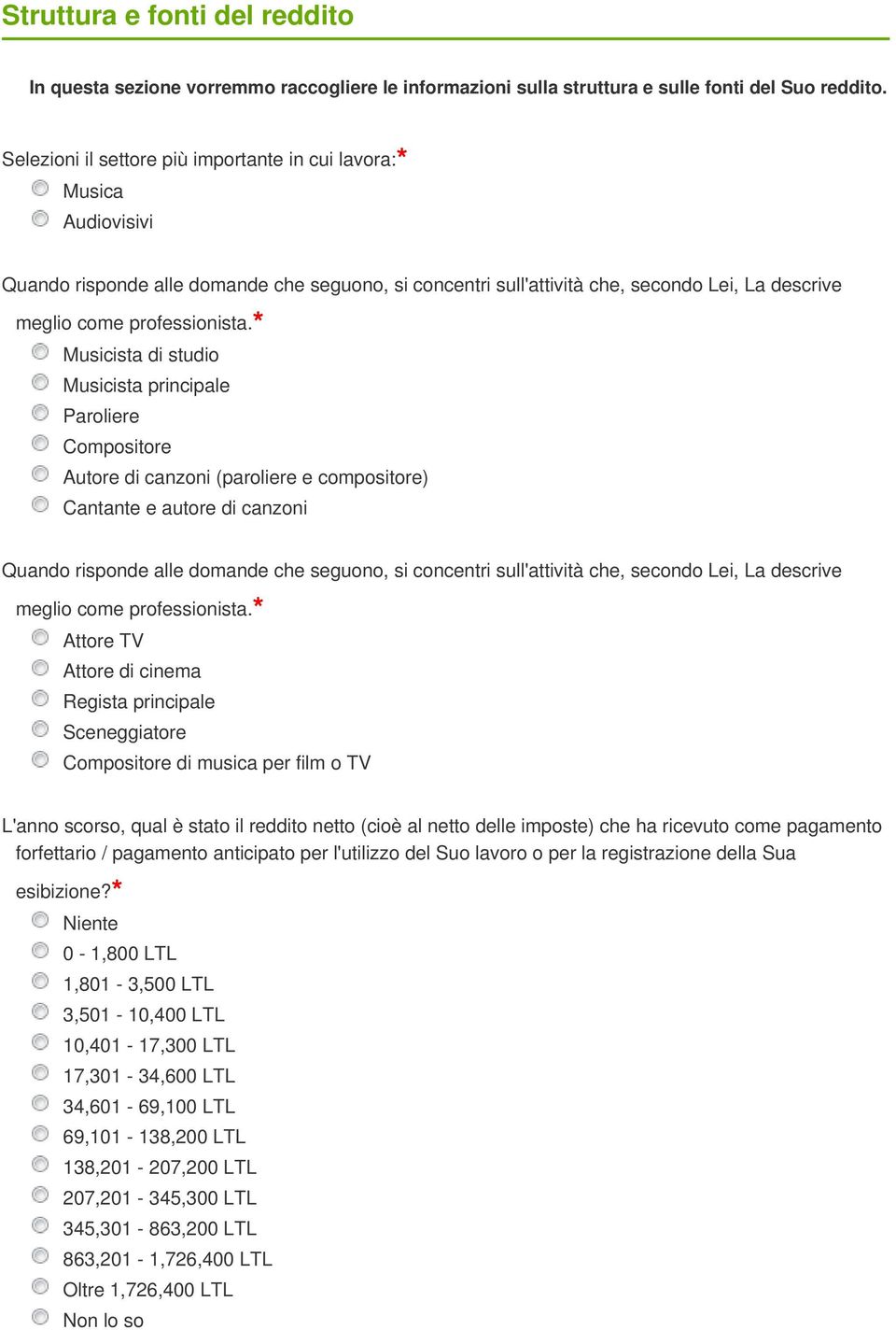 Musicista di studio Musicista principale Paroliere Compositore Autore di canzoni (paroliere e compositore) Cantante e autore di canzoni Quando risponde alle domande che seguono, si concentri