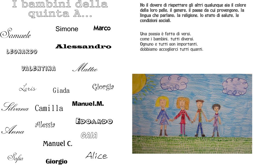 Una poesia è fatta di versi, come i bambini, tutti diversi.