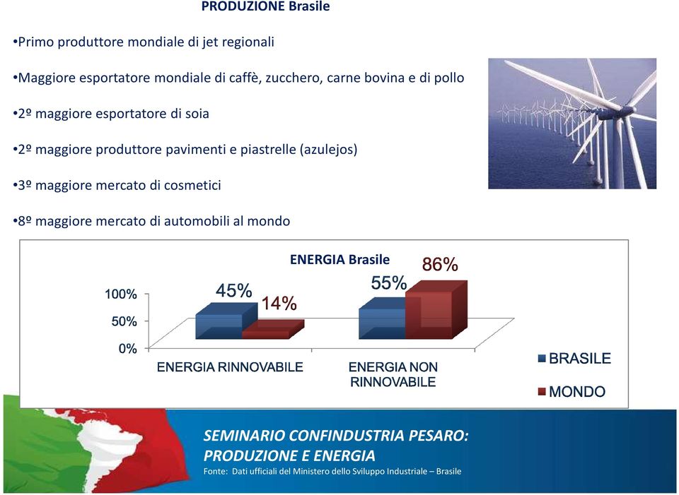 piastrelle (azulejos) 3º maggiore mercato di cosmetici 8º maggiore mercato di automobili al mondo ENERGIA