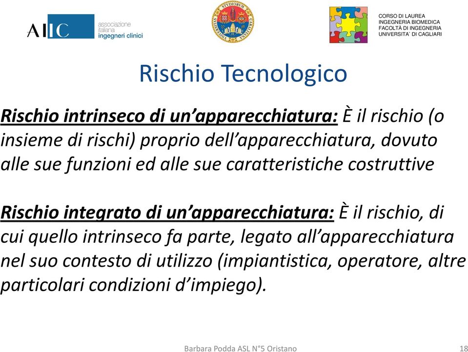 Rischio integrato di un apparecchiatura: È il rischio, di cui quello intrinseco fa parte, legato all