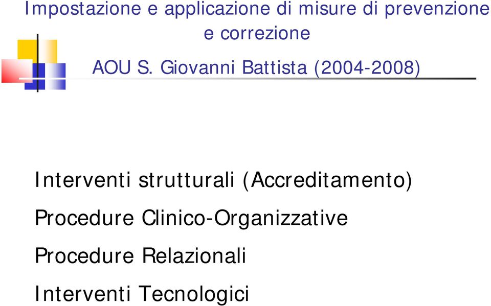Giovanni Battista (2004-2008) Interventi strutturali
