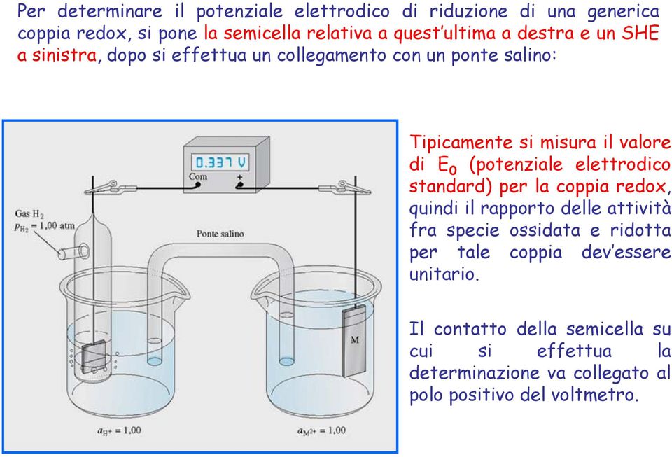 (potenziale elettrodico standard) per la coppia redox, quindi il rapporto delle attività fra specie ossidata e ridotta per tale