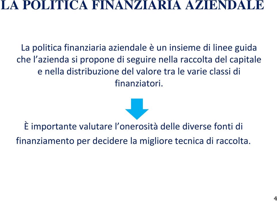 distribuzione del valore tra le varie classi di finanziatori.