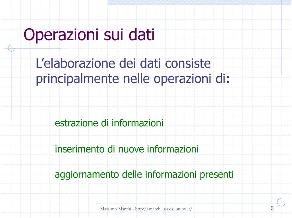 estrazione di informazioni inserimento di nuove