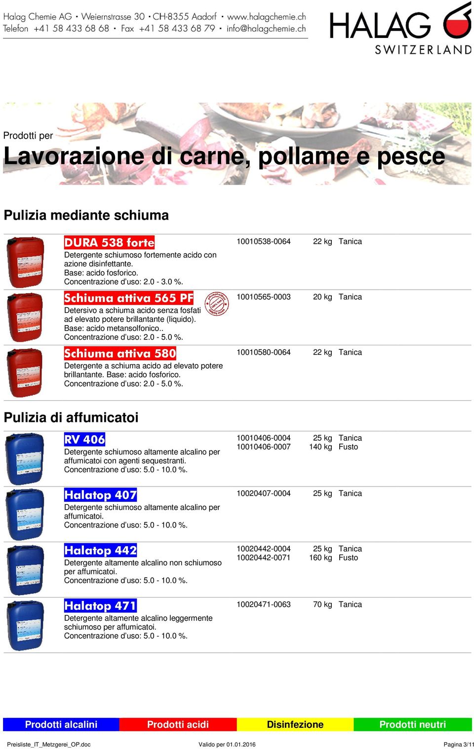 Schiuma attiva 580 10010580-0064 22 kg Detergente a schiuma acido ad elevato potere brillantante. Base: acido fosforico. Concentrazione d uso: 2.0-5.0 %.