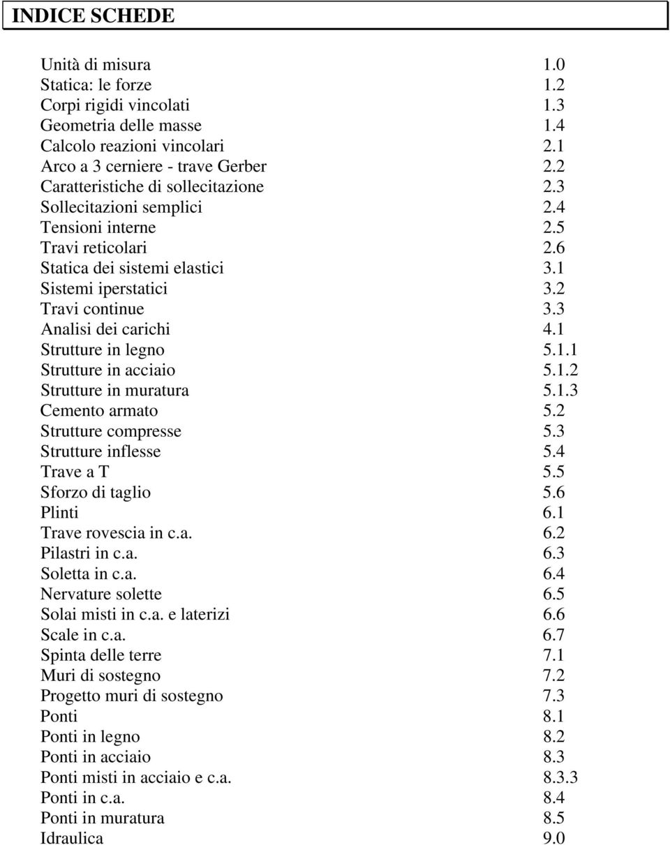 . Strutture in murtur 5..3 Cemento rmto 5. Strutture compresse 5.3 Strutture inflesse 5.4 Trve T 5.5 Sforzo di tglio 5.6 Plinti 6. Trve rovesci in c.. 6. Pilstri in c.. 6.3 Solett in c.. 6.4 Nervture solette 6.