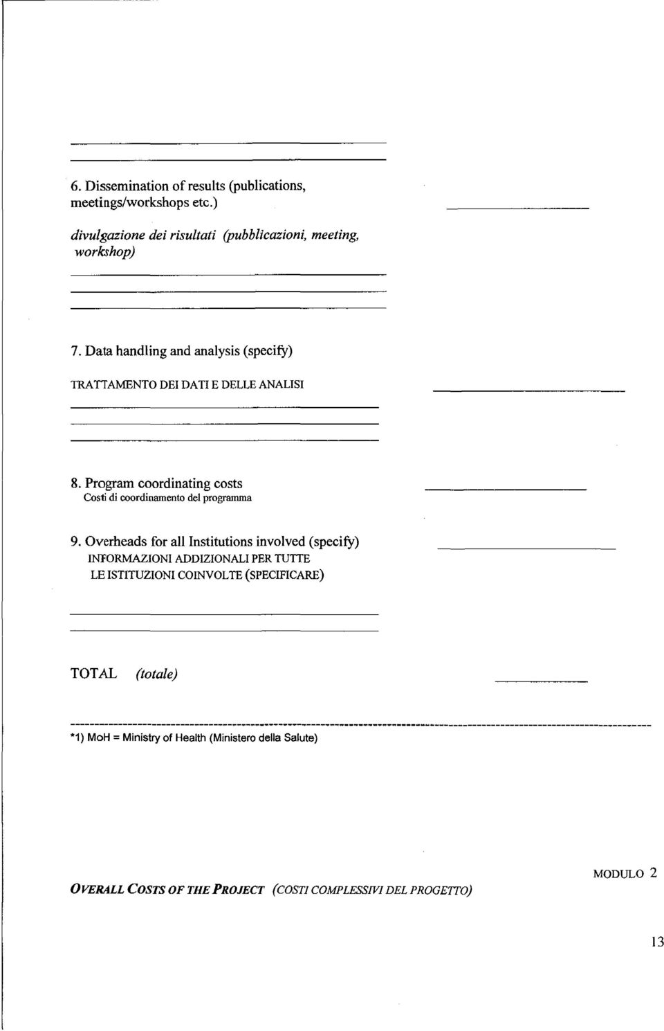 Program coordinating costs Costi di coordinamento del programma 9.