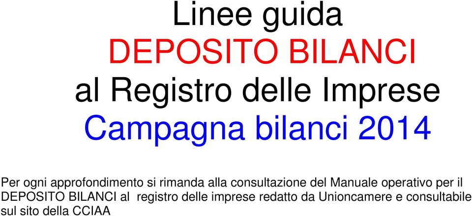 consultazione del Manuale operativo per il DEPOSITO BILANCI al